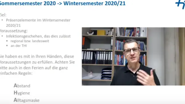 Screenshot Videobotschaft zum Wintersemester 2020