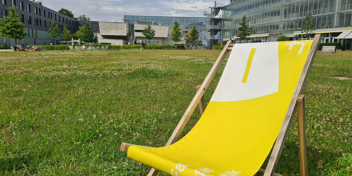 Sonnenstuhl der Fakultät Informatik auf der Campuswiese